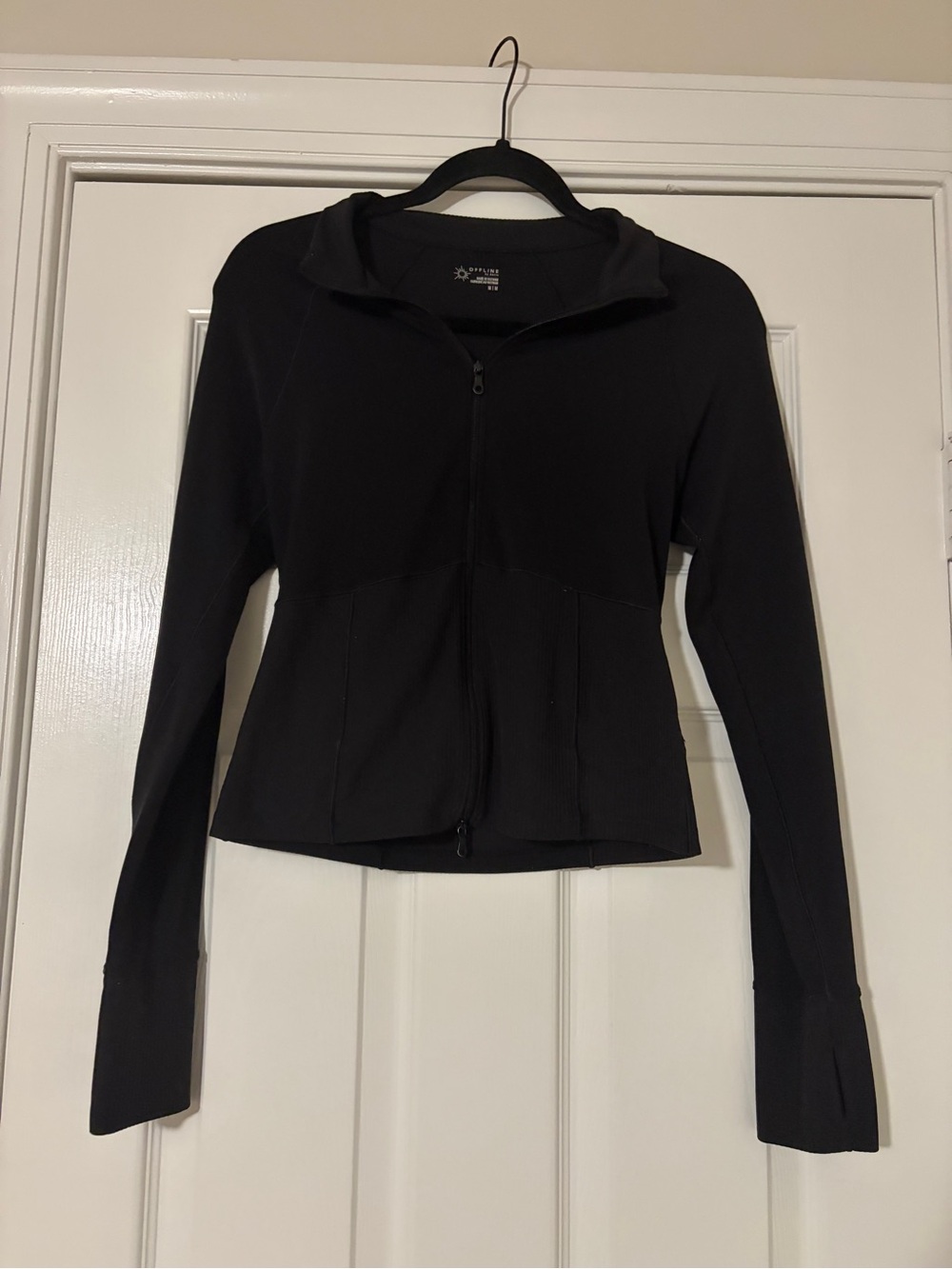 Black Aerie Women's Full-Zip Long Sleeve Top